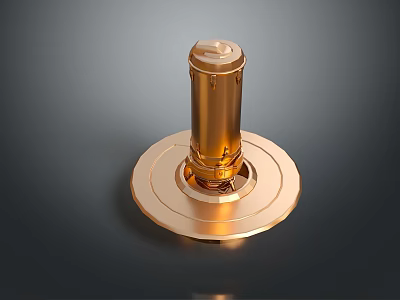 Golden Natural Scenery With Metallic Rock Column And Dark Background Gradient 3d model