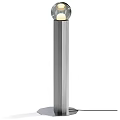 Modern Floor Lamps With Cylindrical Metallic Bodies And Spherical Glowing Shades