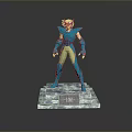 Blue Warrior Statue With Detailed Armor And JUNI Name Plate Base