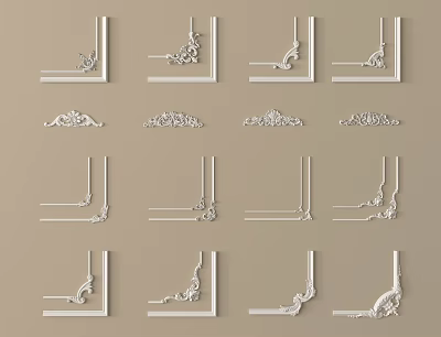 French plaster line carved plaster components 3d model