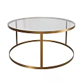Modern Round Dining Table With Clear Glass Top And Gold Metal Frame