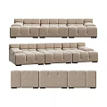 Modern Two Seater Sofa With Beige Upholstery And Modular Design Elements 3d model