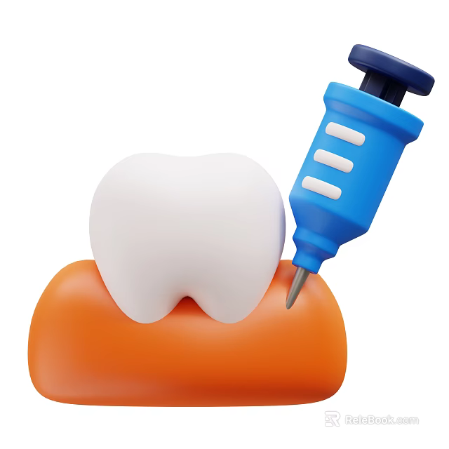 Game Movie Character With Blue Syringe Next To White Tooth On Orange Base 3d model 