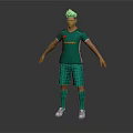 3D Character In Green Sports Outfit With Companion Creature Standing On Smooth Surface