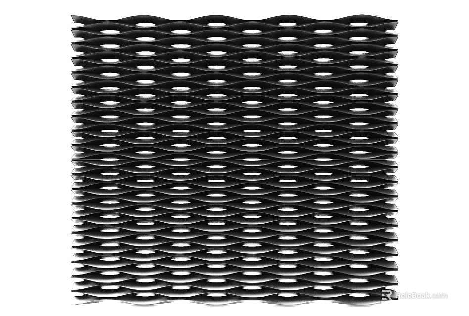 Modern Black Woven Texture Decorative Ornament Set With Wave Grid Pattern Design 3d model 