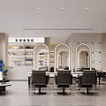Elegant Luxury Hair Salon Interior With Styling Chairs Arched Mirrors And Workstations