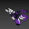 Game and Movie Character with Rabbit Ears White Body Black Armor Purple Spikes and Dots