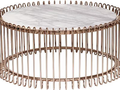 Elegant Modern Round Side Table With Marble Top And Metal Frame Design 3d model