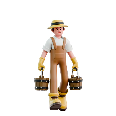 Modern farmer wooden barrel cartoon farmer 3d model Modern farmer wooden barrel cartoon farmer 3d model