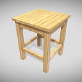 Simple Solid Wood Square Stool Furniture With Natural Finish And Stable Legs