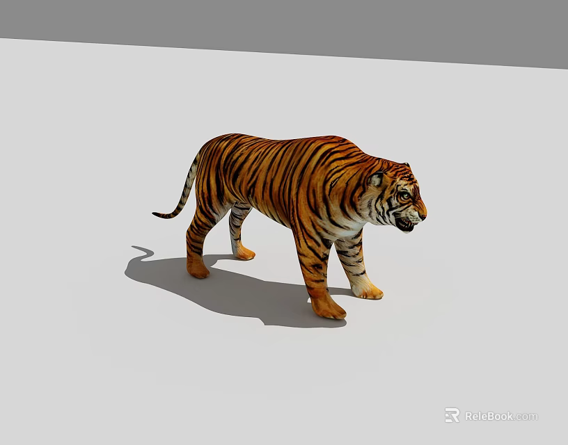 Reptile Lizard With Orange Black Stripes Standing On White Background 3d model 