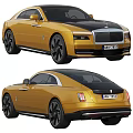 Luxury Golden Black Rolls Royce Car Front And Rear Views