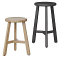 Modern Minimalist Light Wood And Dark Black Wooden Bar Stools With Crossed Legs Design