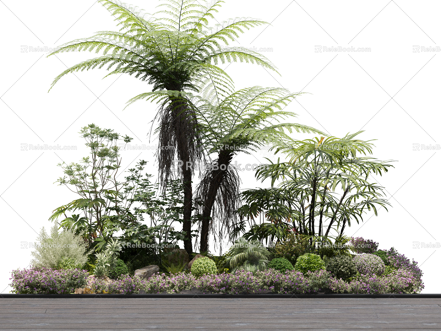 Modern shrub plant landscape cluster 3d model