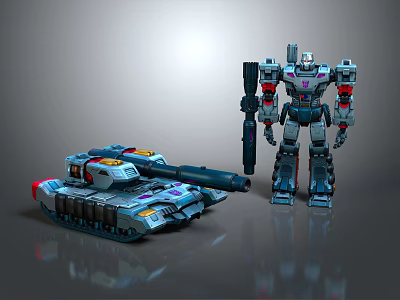 Highly Detailed Mechanical Robot And Tank Collectible Action Figure Model 3d model