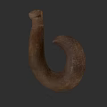 Artisan Made Brown Curved Hook Shaped Sculpture Carving With Textured Surface