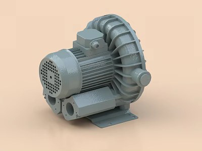 Industrial Blower Equipment With Gray Metal Motor Housing Impeller And Stable Base 3d model