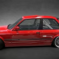 Red Classic BMW Car With Sleek Modified Exterior And Alloy Wheels 3d model