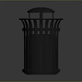Metal Cylindrical Trash Can With Grille Structure Dome Lid And Reflective Surface
