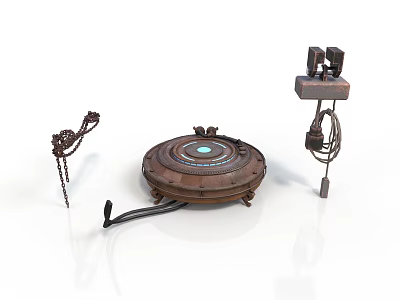 Vintage Mechanical Components With Round Base Metal Chain And Lamp Holder 3d model