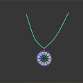 Elegant Gold Chain Necklace with Hexagonal Pendant Featuring Blue Gemstone on Dark Background with Reflection 3d model