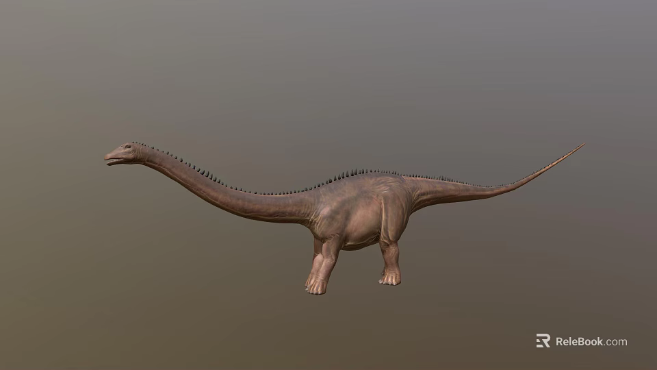 Realistic Ancient Reptile With Long Neck Tail Large Body And Textured Skin 3d model 