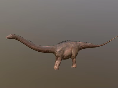 Realistic Ancient Reptile With Long Neck Tail Large Body And Textured Skin 3d model