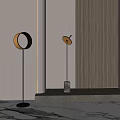 Modern Floor Lamps With Circular Shades Black Stand And Marble Base In Minimalist Interior