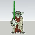 Detailed Lego Yoda Building Blocks Character Figure Holding Green Lightsaber