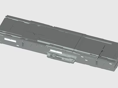 Gray Elongated Industrial Metal Component With Grooves Partitions And Mechanical Structure 3d model