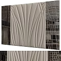 Beige Wavy Textured Wall Decor With Silver Metal Lines And Glass Reflection