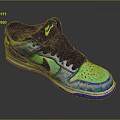 Colorful Stylish Sneakers With Blue Green Gradient Design Black Laces White Sole Logo