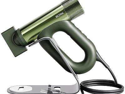 Green EORC Hair Dryer Design With Stand And Black Power Cord 3d model