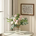 Elegant Flower Arrangement With Pink Roses White Blossoms And Green Eucalyptus In Clear Glass Vase