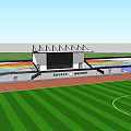 Outdoor Garden Landscape With Running Track Spectator Stands Rainbow And Sports Icons