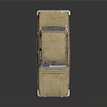 Vintage Tan Classic Car With Retro Design Four Door Body And Reflection On Gray Background