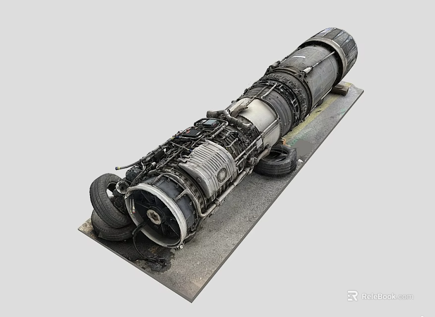 Disassembled Aero Engine Model With Detailed Mechanical Parts On Display Platform 3d model 