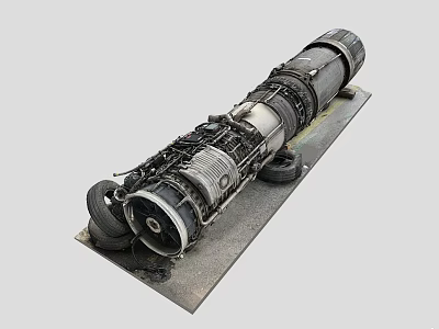 Disassembled Aero Engine Model With Detailed Mechanical Parts On Display Platform 3d model