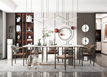 Light Luxury Restaurant Table and Chair Combination Simple Restaurant 3d model