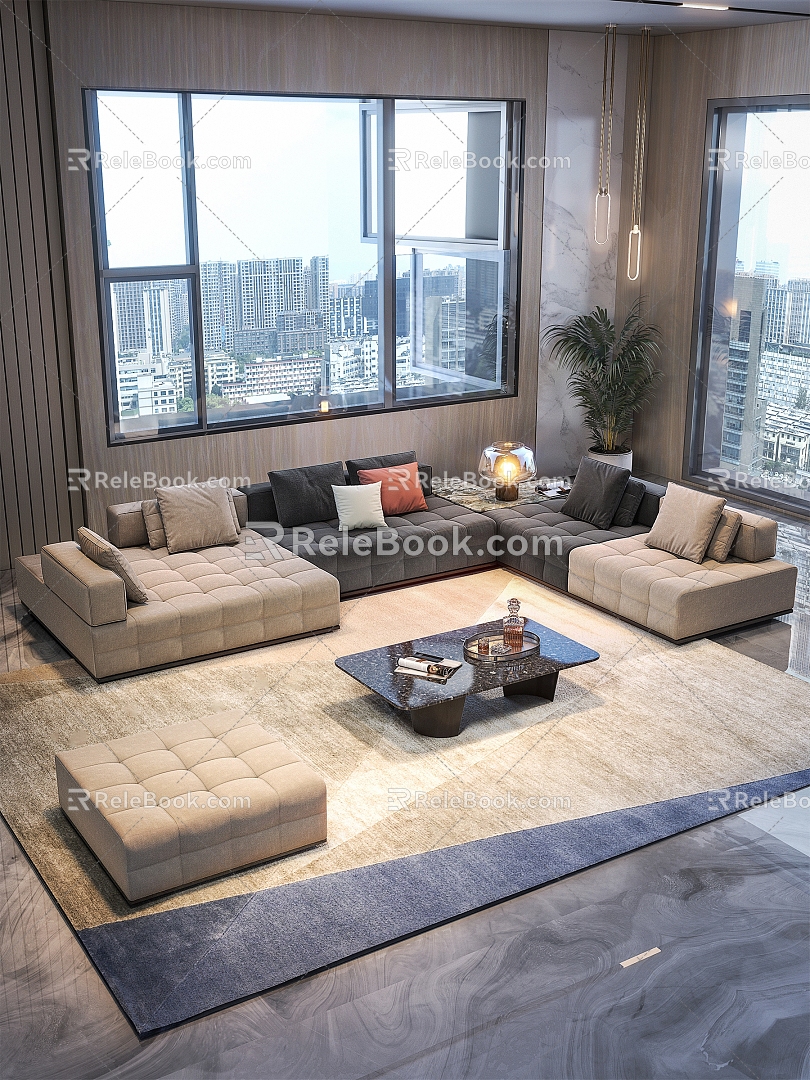 Minotti Lawrence Sofa Modular Sofa Combination Sofa Living Room 3d model