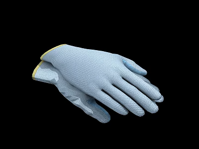 Light Blue Textured Work Gloves Featuring Yellow Trim And Breathable Design 3d model