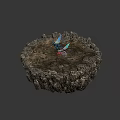 Colorful Mechanical Insects With Shiny Wings On Dark Rocky Ground