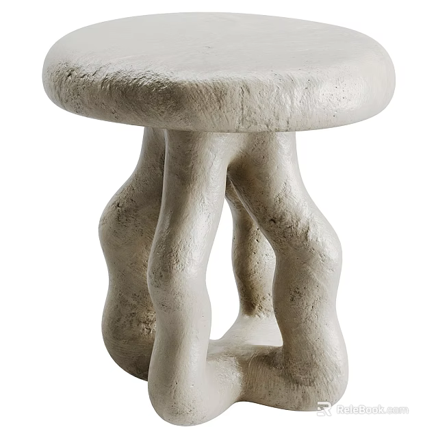 White Textured Side Table With Twisted Legs And Modern Art Design 3d model
