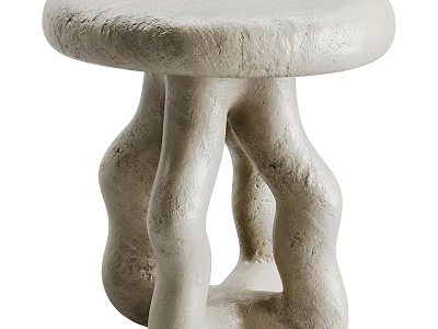 White Textured Side Table With Twisted Legs And Modern Art Design 3d model