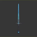 Glowing Sword With Blue Illumination And Ornate Hilt Decorative Patterns