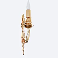 Ornate Golden Wall Sconce with Intricate Leaf Design and Two Lights