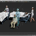 Nurses Assisting Patients On Hospital Bed And Wheelchair In Medical Scene