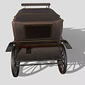 Antique Horse Carriage With Dark Red Body Black Spoked Wheels And Wooden Seats