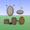 Modern Woven and Paper Pendant Lights in Oval and Cylindrical Shapes on Neutral Background