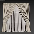 Beige Velvet Curtain With Sheer Voile And Tiebacks For Home Window Decoration